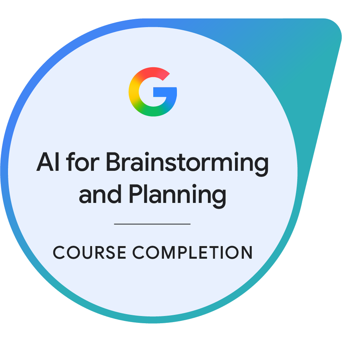 Google AI for Brainstorming and Planning badge